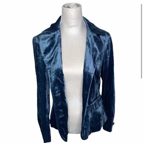 Iceberg Jeans Vintage Y2K Blue Velvet Velour Suit Blazer Pant Set 29 40 Italy - Picture 5 of 16
